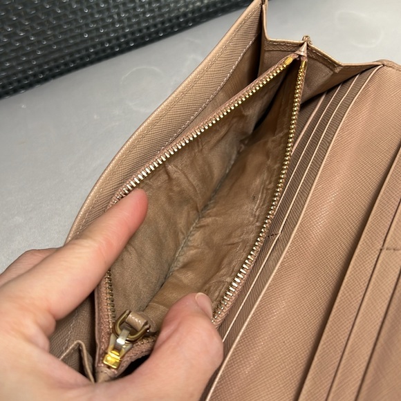 Prada Authentic Saffiano Leather Beige Flap continental Long Wallet - Picture 8 of 16